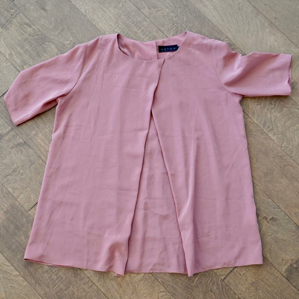Hatch Short Sleeve Pullover Polyester Shirt Pink Womens Size 1/ S